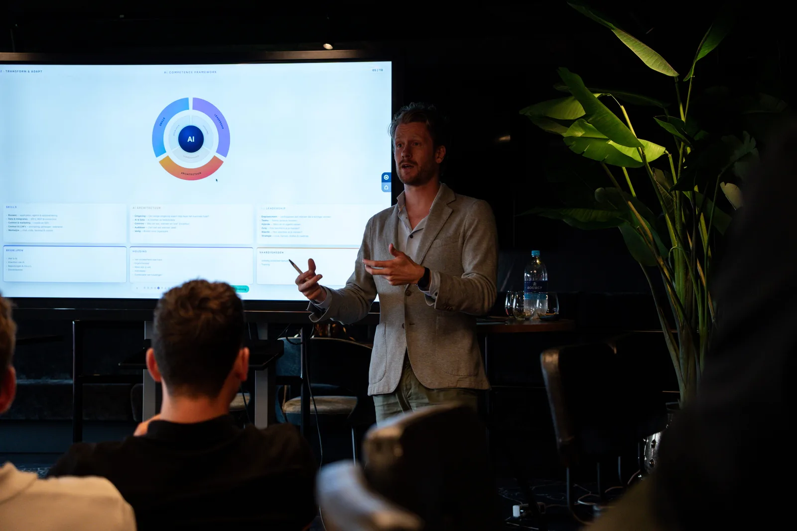 Uitleg van het AI-competentieframework tijdens een sessie